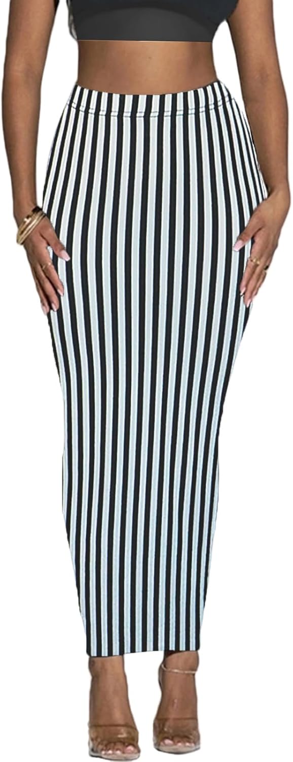 Women's Long Pencil Skirt - High Waisted Summer Fall Y2K Club Bodycon Tight Maxi Skirts - Image 4