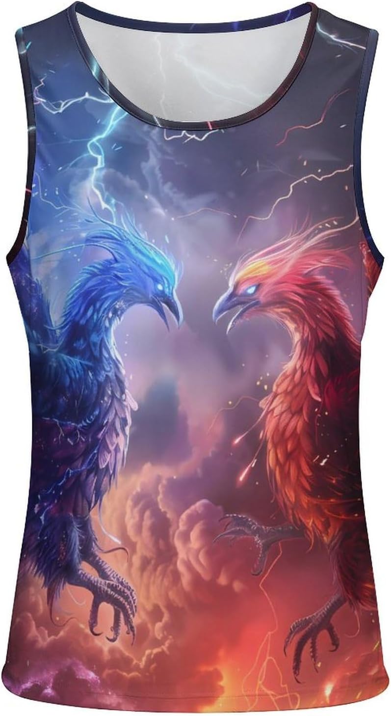 Battle of Phoenixess Cool Thundering Men's Tank Top Sleeveless Muscle Shirts Vest Beach T Shirts for Workout Gym