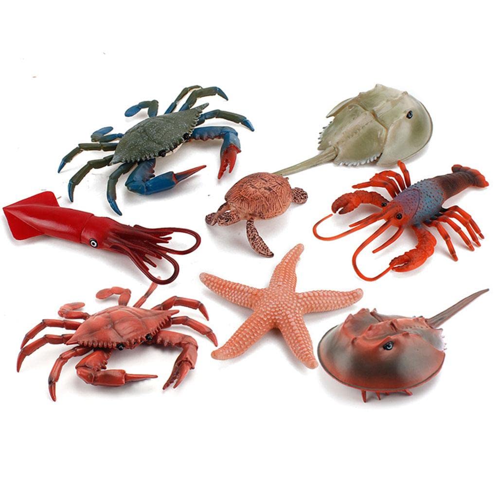 Colcolo de Animales Realistas Juguetes de Aprendizaje Adornos de año Artesanías de Juguetes Cognitivos Marinas Modelos de An, 2 Piezas Verde + 4 Piezas Rojo
