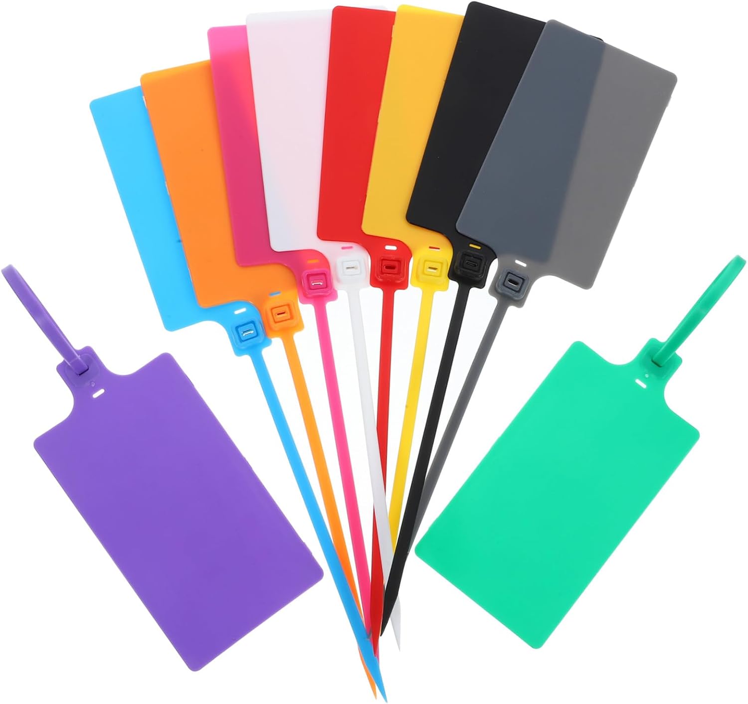 100pcs Mixed Color 5.8x100mm Plastic Shipping Labeling Tags with Strings for Luggage and Packaging Industrial Shipping Use