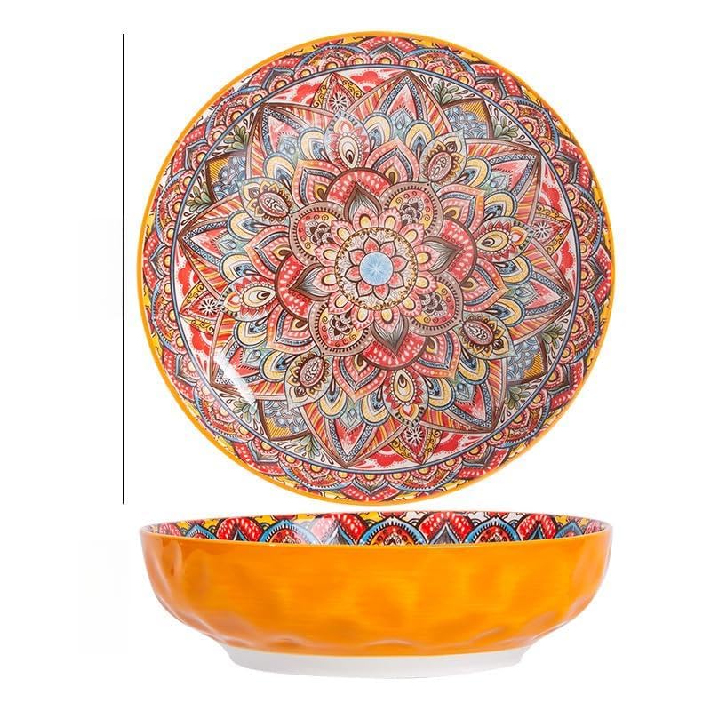 Ceramiczna zastawa stołowa Ceramiczna zastawa stołowa Naczynia Malakeshi, skandynawskie retro zachodnie naczynia, lekkie luksusowe domowe kolorowe glazurowane naczynia (Color : 10in)