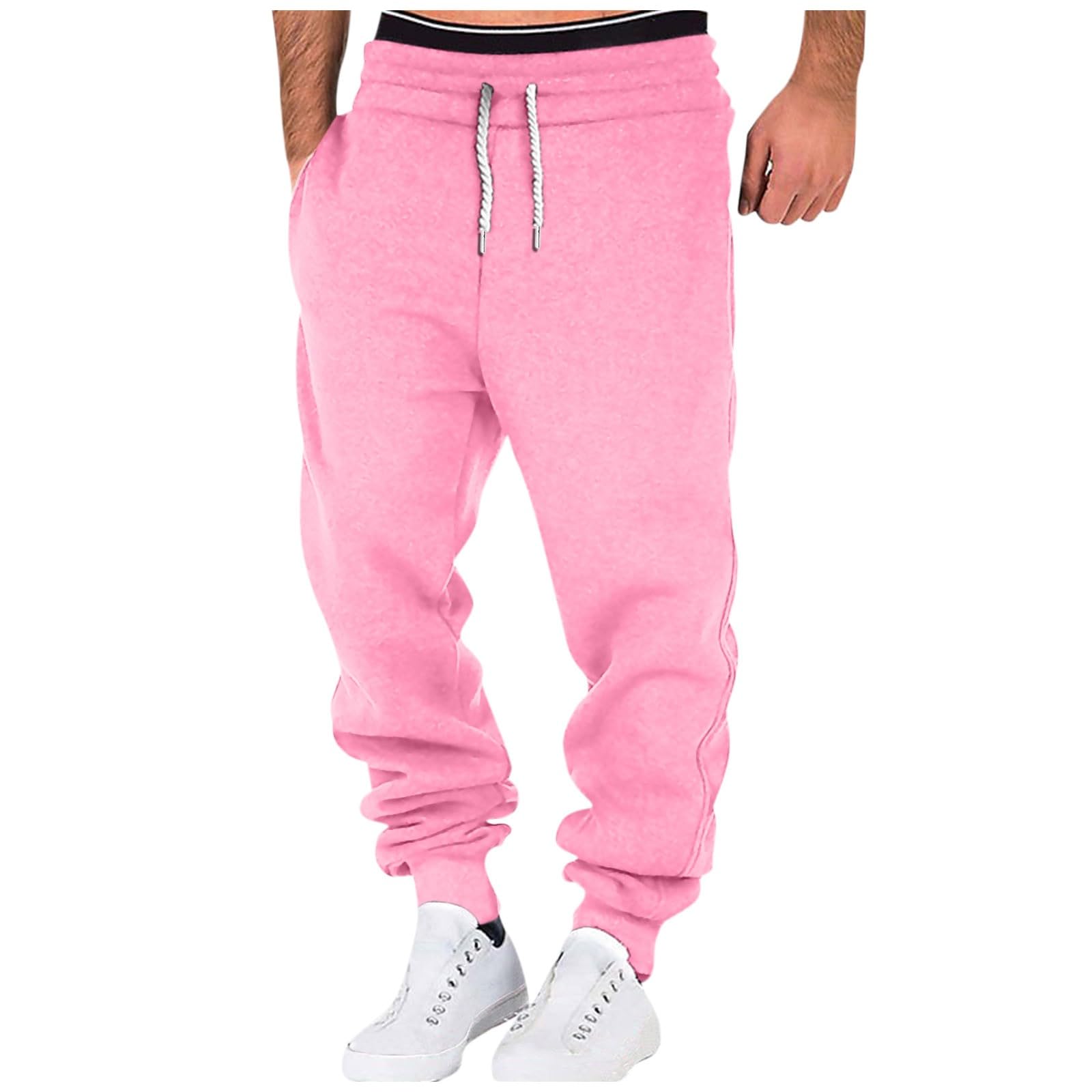 lcyhony Mens Sweatpants Baggy Cotton Joggers with Pockets Plus Size Elastic Drawstring Waist Casual Gym Athletic Sweat Pants