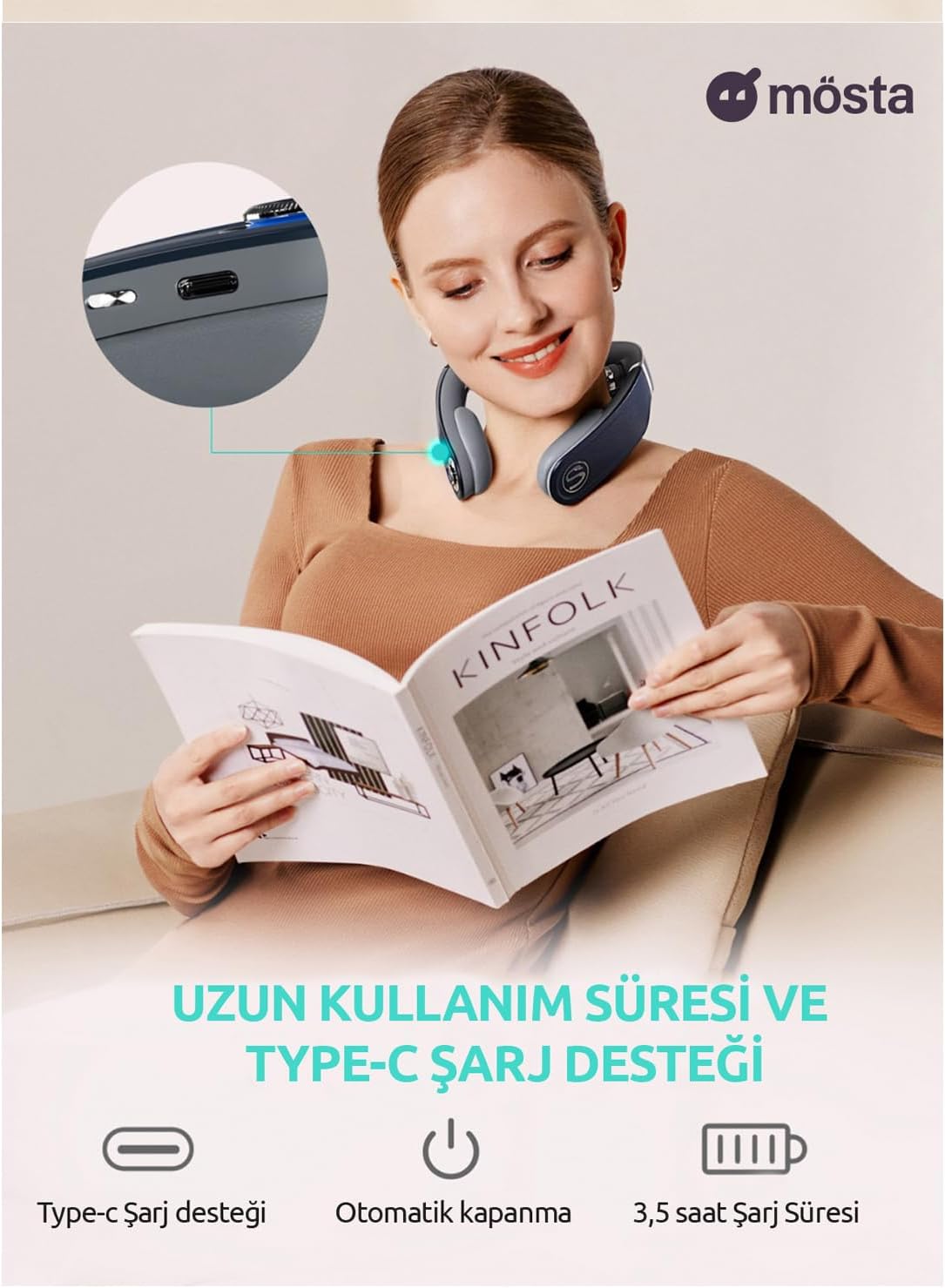 SKG G7 Pro Fold TENS-EMS Smart Neck Massager with Mobile App, Heat Therapy