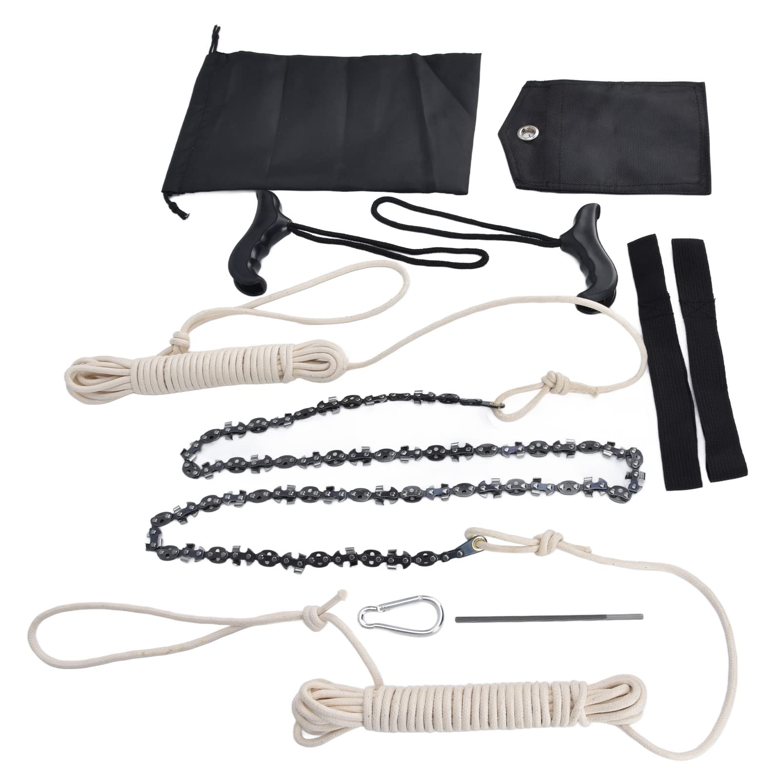 48in High Reach Tree Hand Rope Chain Saw, 64 Sections 62 Teeth Survival Saw with Storage Bag, Easily Fast Branches Cut Logging, for Camping Backpacking Hiking