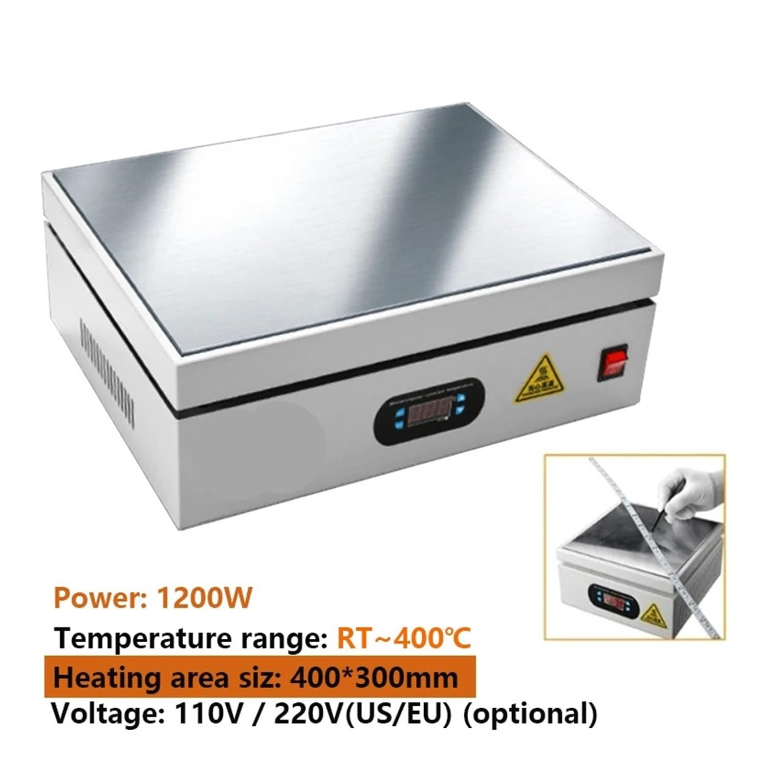 Agitatore Magnetico, 300 * 400mm Stazione di Riscaldamento Elettronica Piastra Calda Tavolo Piattaforma Preriscaldamento 0~400 ℃ for BGA PCB SMD LCD del telefono Touch Screen Riparazione