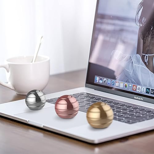 Miniatura 4 de SoulLife - Paquete de 6 juguetes cinéticos giratorios de escritorio, bola giratoria de metal antiestrés, juguetes giratorios de escritorio con