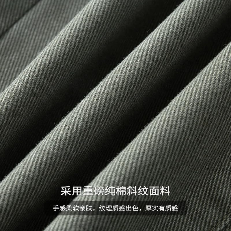 Men's Cotton Straight Casual Pants Solid Color Loose Flat Long Trousers 5