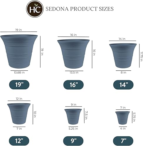Miniatura 4 de The HC Companies 16 Inch Sedona Round Self Watering Planter - Decorative Lightweight Plastic Plant Pot for Indoor Outdoor Plants Flowers Herbs,