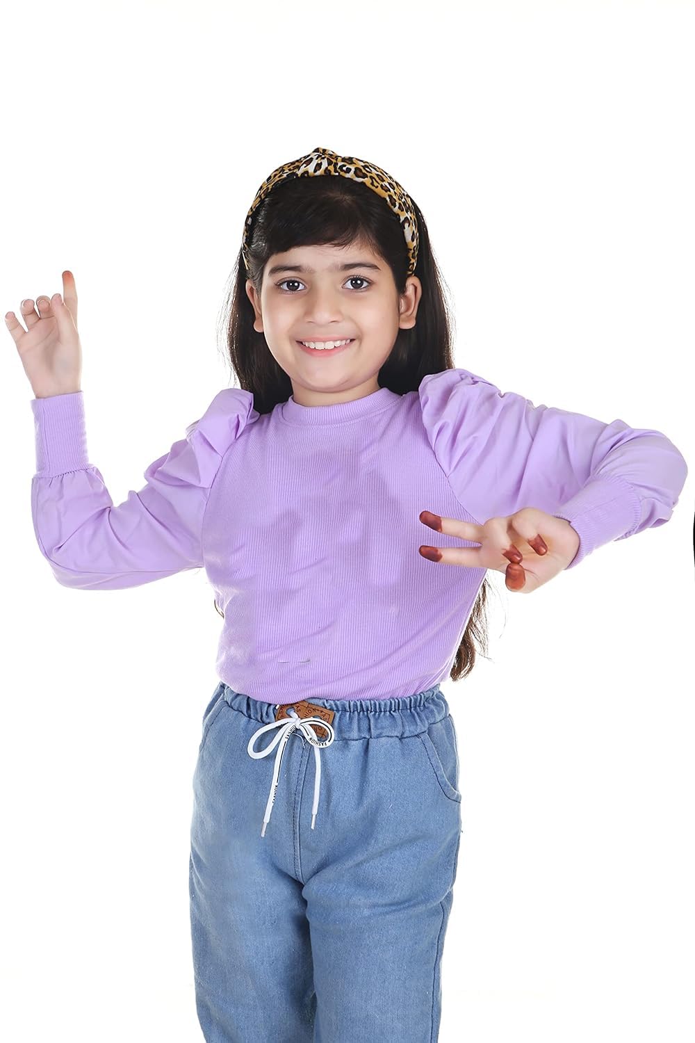 KIROTO Stylish & Fancy Full Sleeves Tops for Girls Puff Sleeve Top (Cotton) Girls Kids Top (13-14 Years) Purple 2