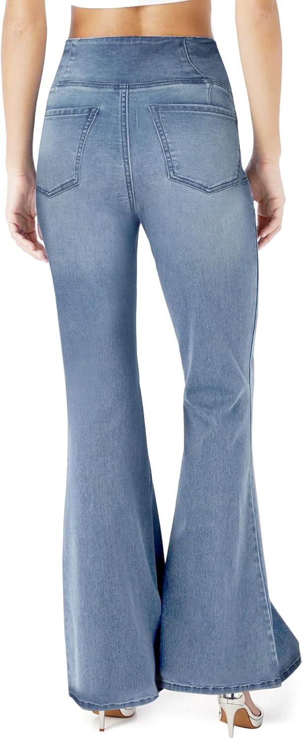 Women's High Waisted Bell Bottom Bootcut Jeans Flare Jeans Stretch Pants in Petite, Midsize, Plus Size - Image 4