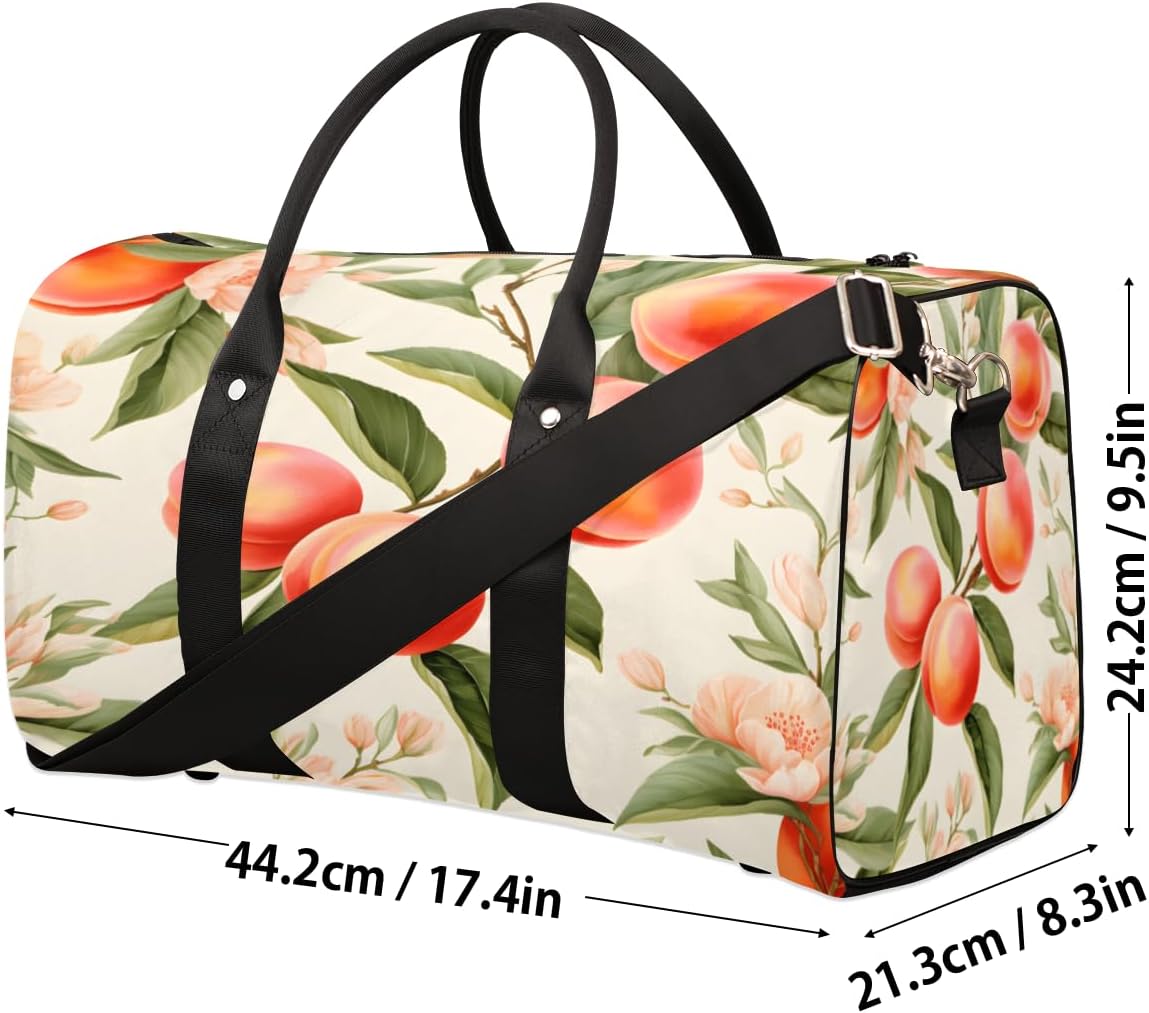 Delicious Watercolour Peaches Travel Duffel Bag for Women Men Large Capacity Overnight Weekender Bags for Lightweight Waterproof Sport Gym Bag for Workout Yoga Swim