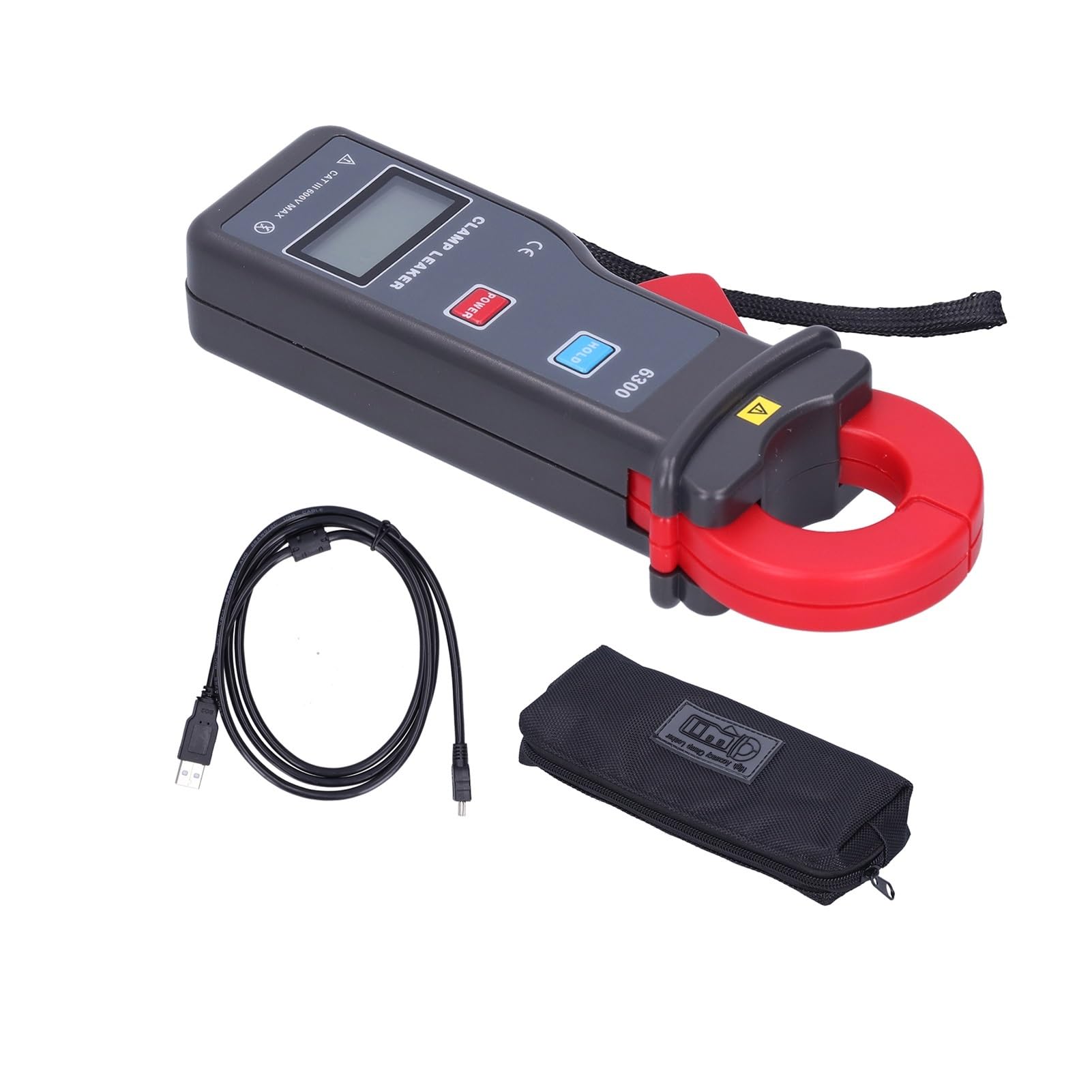 Cyfrowy cęgi prądowe 6300, amperomierz upływu prądu od 0 mA do 60 A z komunikacją USB