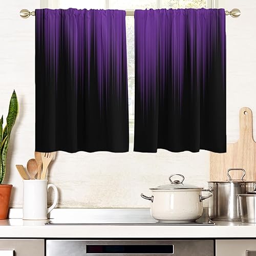 Miniatura 7 de AAtter Cortinas rojas y negras para ventana de cocina, degradadas góticas, bohemias, abstractas, pequeñas, cortas, para el hogar, sala de estar,