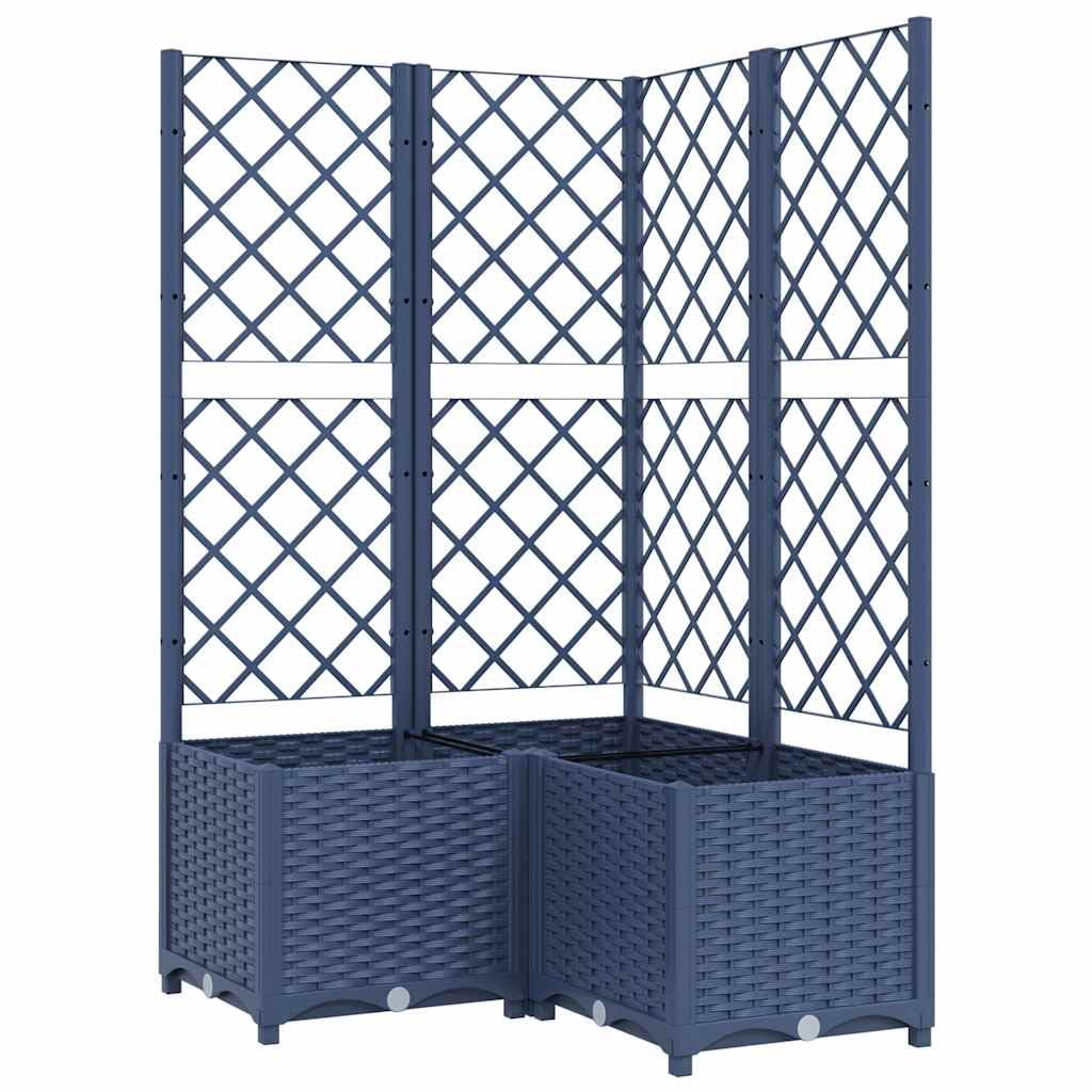 vidaXL Garden Planter with Trellis, Plant Pot for Patio Balcony, Flower Pot for Flower Herb Plant Vegetables, Outdoor Planter Box, Blue Grey PP