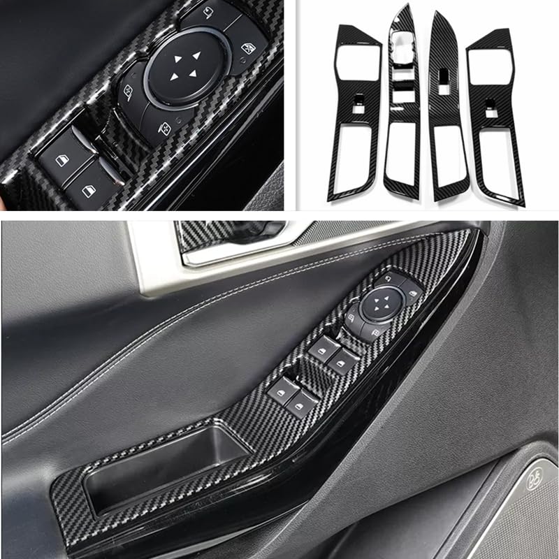 FLASH2NING Gloss Black Window Switch Panel Cover Compatible for Ford Explorer 2023 2022 2021 2020, ABS Plastic Interior Trim Accessories, Set of 4, Piano Black
