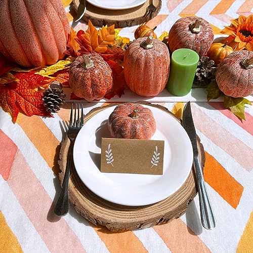 Image of Winlyn 7 Pcs Assorted Orange and Black Artificial Pumpkins Harvest Decorative Pumpkins for Rustic Farmhouse Fall Wedding Thanksgiving Halloween Table Centerpiece Mantel Shelf Seasonal Decor