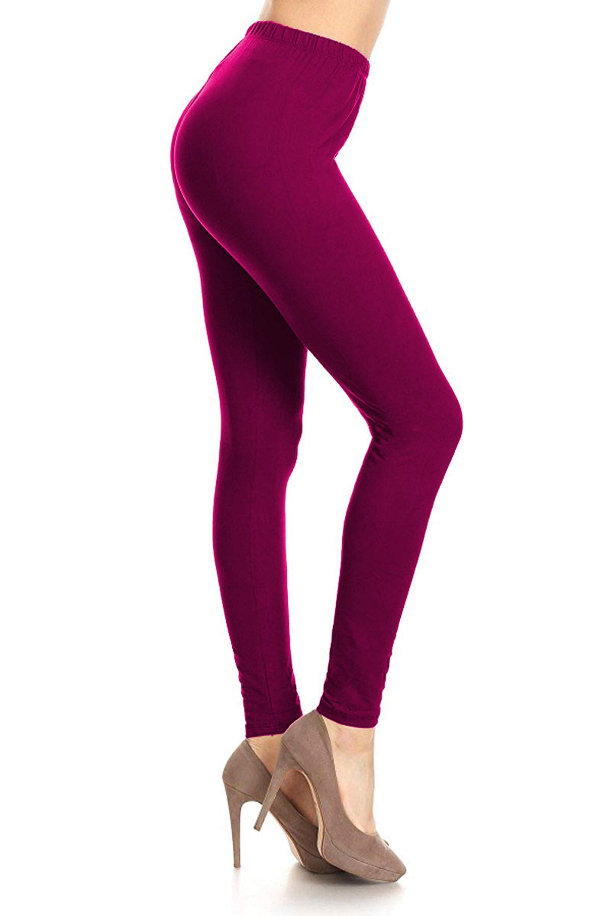 Leggings Depot Women's High Waisted No-Roll Leggings, 1" Waistband