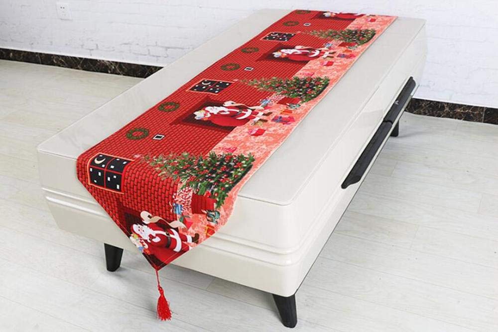 Uteruik - Runner da tavola natalizio con stampa Babbo Natale, per riunioni di festa, cene e Natale, 40 x 200 cm, 1 pezzo