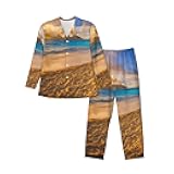OXKGHHO Sunset Hawaiian Palm Tree Print Luxurious Mens Pajamas Set,Breathable Pajamas Set,Perfect For Lounging Bed,Sofa