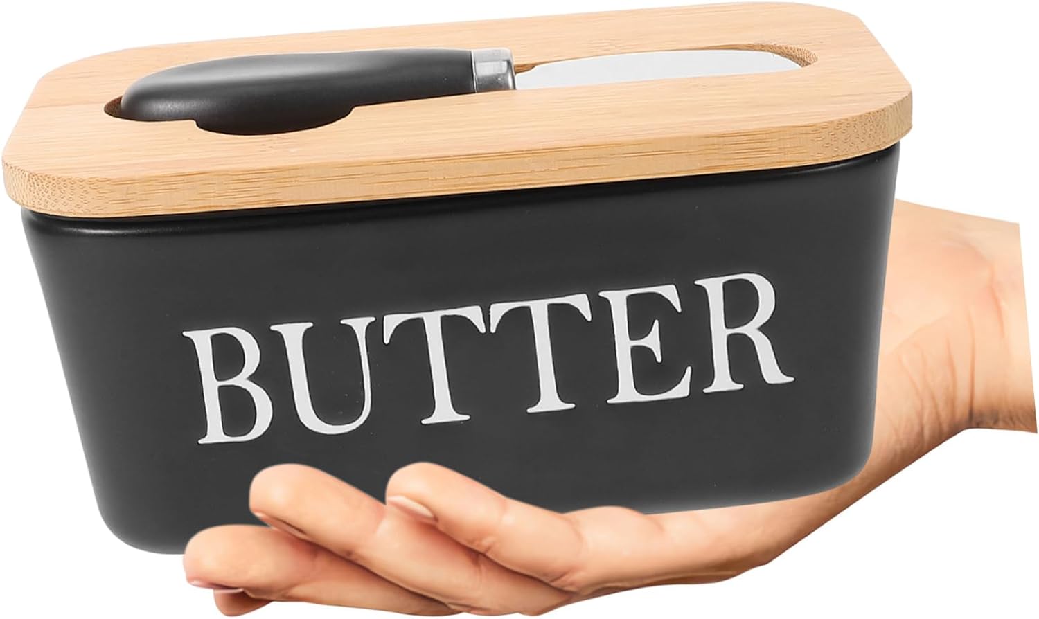 Ceramic Butter Dish with Lid for Fridge Butter Holder for Cheese Storage Kitchen Organizer with Knife for Home and Restaurants