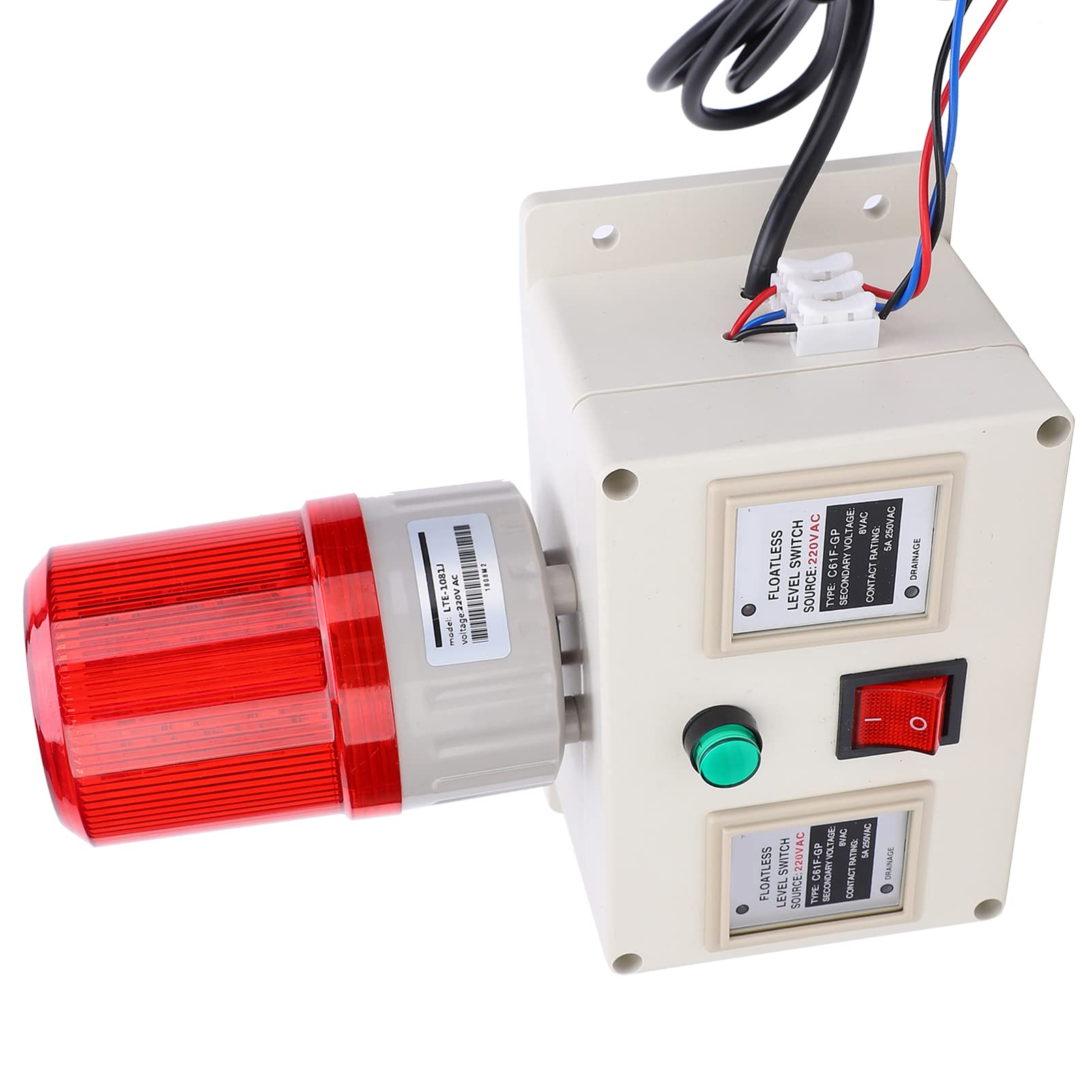 Alarma de Nivel de Agua de Acero Inoxidable 90-105dB Detectores de Líquido Ajustables con Botón de Silencio y Orejas de Montaje para Tanque de Agua, Piscina, Sumidero