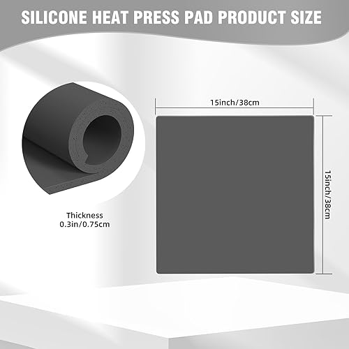 Miniatura 2 de BetterSub Alfombrilla de silicona para prensa de calor de 15 x 15 pulgadas, almohadilla de prensa de calor resistente al fuego de 0.3 pulgadas de