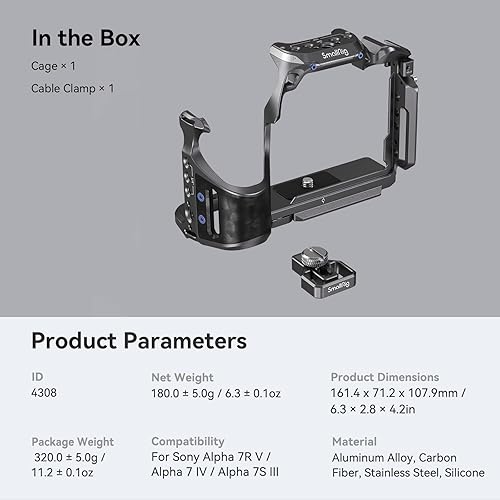 Miniatura 8 de SmallRig Kit de jaula con abrazadera de cable para Sony Alpha 7R VAlpha 7 IVAlpha 7S III, jaula de cámara con múltiples puntos de montaje de