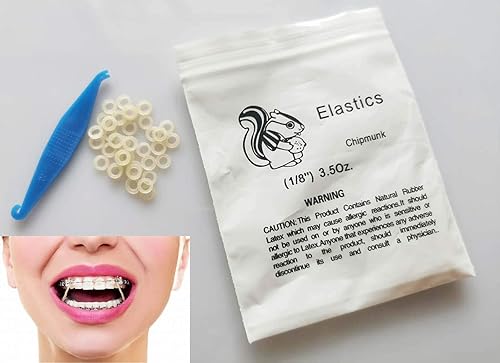 100 bandas elásticas de goma ámbar de 3.5 onzas, 18 de fuerza media, bandas de látex de ortodoncia dental, dentista, ideal para rastas, trenzas,