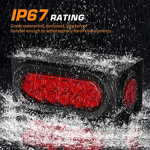 Linkitom Trailer Lights Welded Mount Steel Boxes Kit W/6 Inch Led Oval Tail Lights & 2 Inch Led Red Round Side Lights W/Grommet Wire Connectors, 2 Pack #TOP3