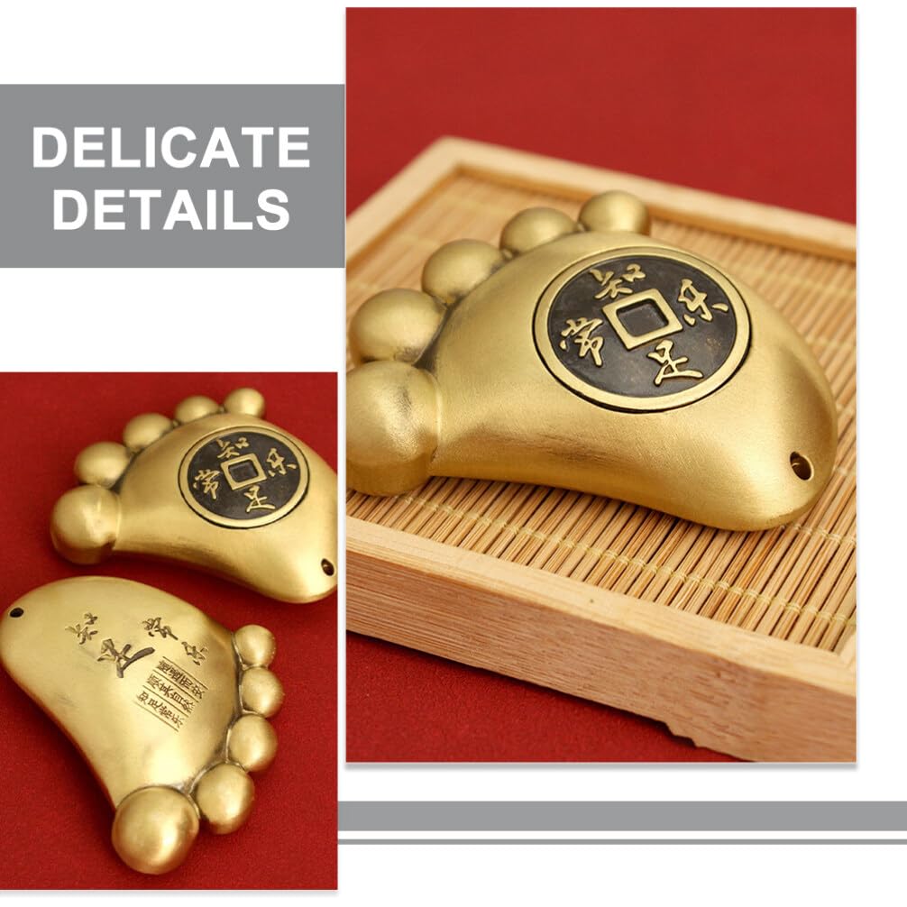 Amazon.co.jp: 中国の風水装飾銅の足の置物真鍮の足の彫刻幸運の像