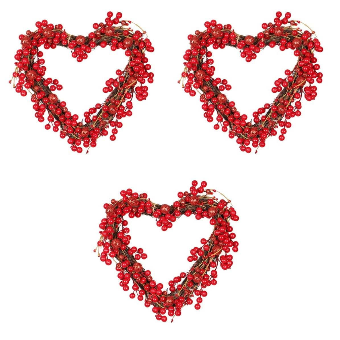 3 Pezzi Ghirlanda a Cuore Rossa per San Valentino, Decorazione Elegante