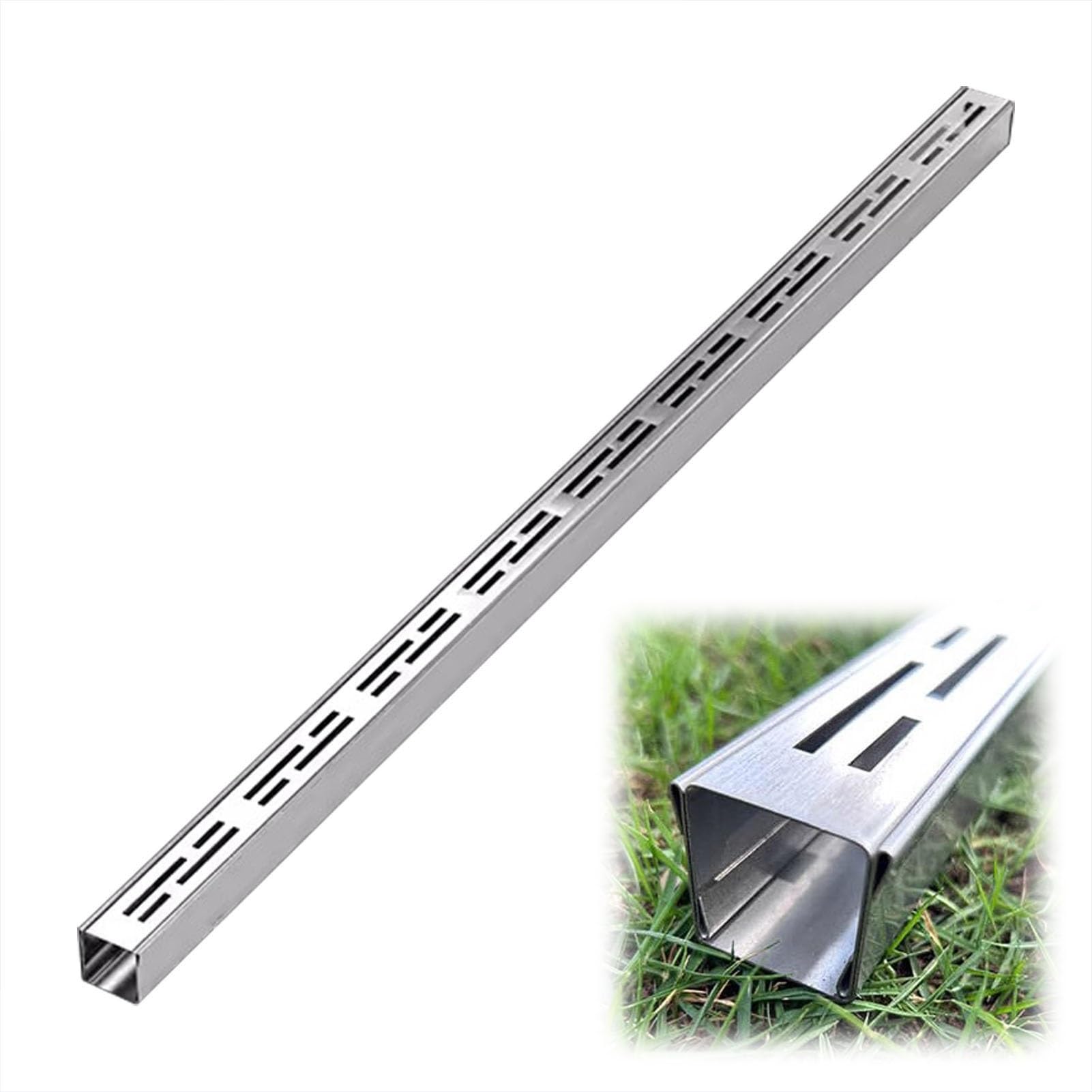 Canaleta de Drenaje Canalón de Desagüe de Acero Inoxidable para Suelo de Taller, Canalón de Desagüe de Lluvia de 100×3,5×3 Cm con Rejilla Metálica, Canalón de Desagüe para Garaje, Patio, Baño