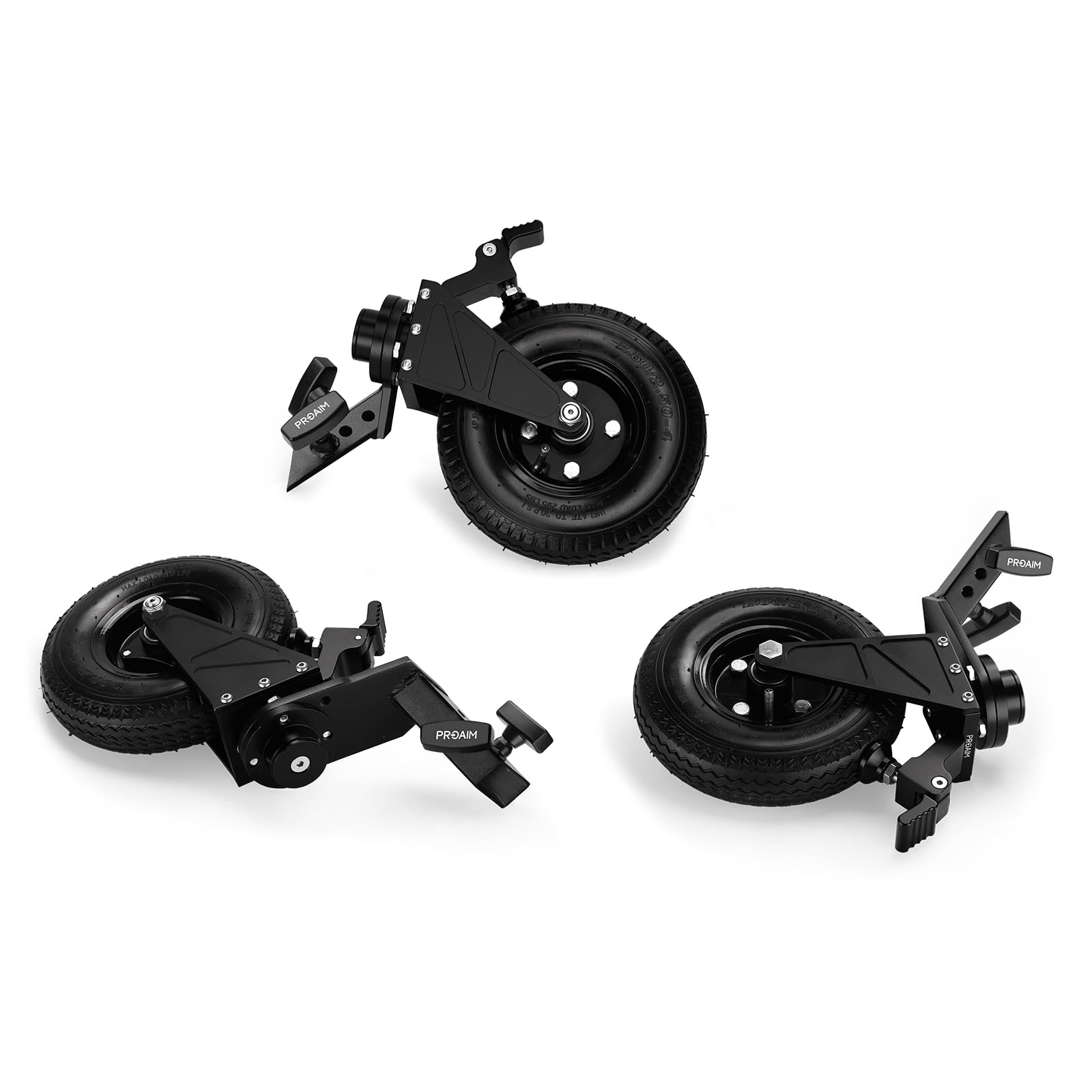 PROAIM eu de roues Alpha pour supports caméra à pieds carrés | Comprend 3 roues pivotantes avec freins à pied personnalisés et supporte jusqu’à 113,3 kg / 250 lb.