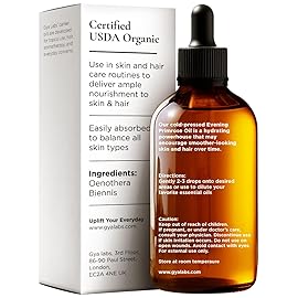 Gya Labs Evening Primrose Carrier Oil - 3.4 Fl Oz - for Hair, Skin, Face, Scalp & Body Massage