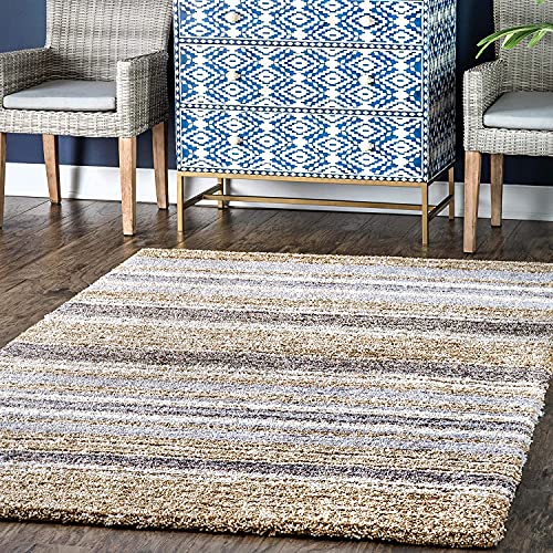 Image of Classie Ombre Pattern Rectangular Shag Area Rug,9X12 Feet,Denim,Multicolor