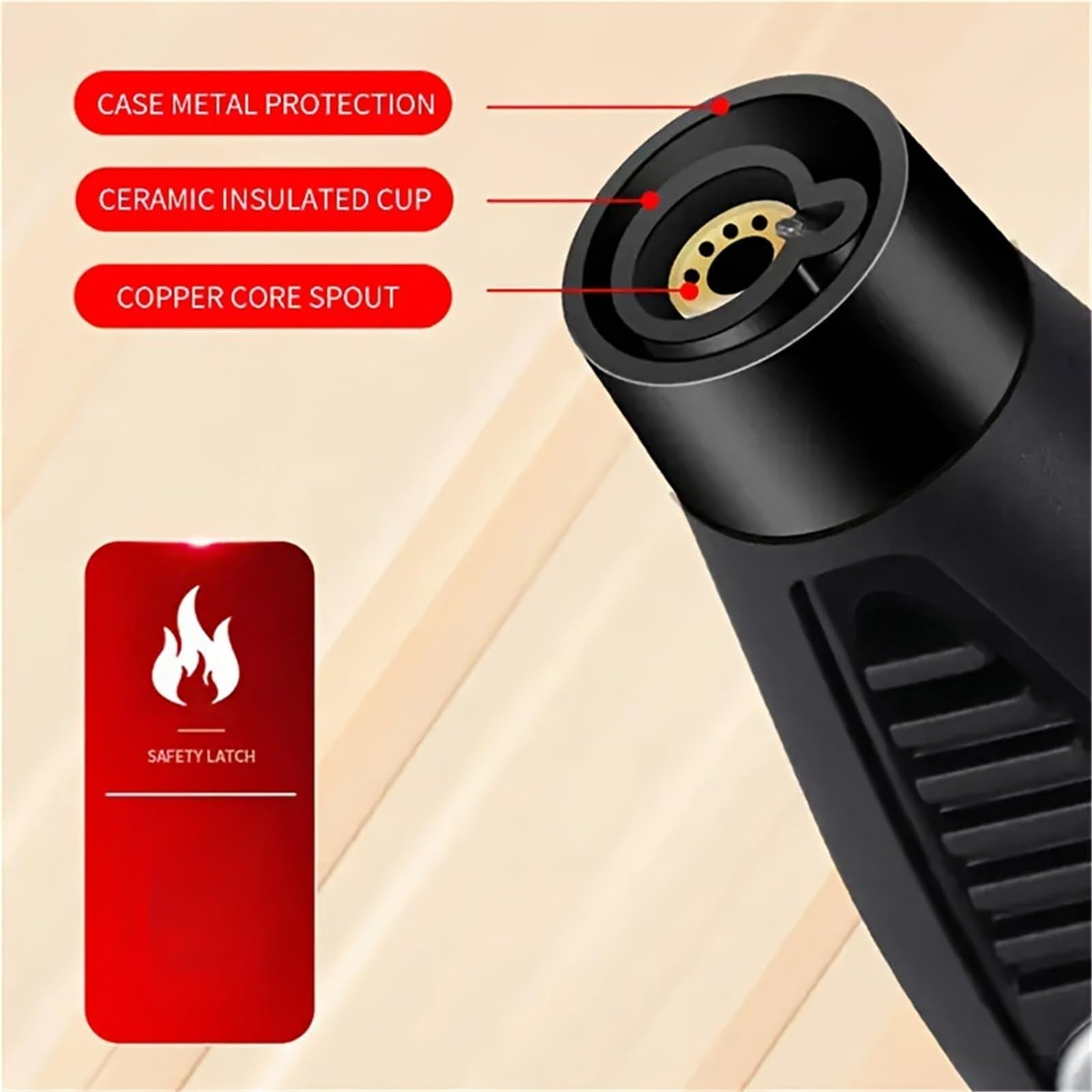 Lot de 5 briquets coupe-vent réglables au butane avec verrouillage de sécurité et allumage à 360 degrés pour le camping et la maison (carburant non inclus)