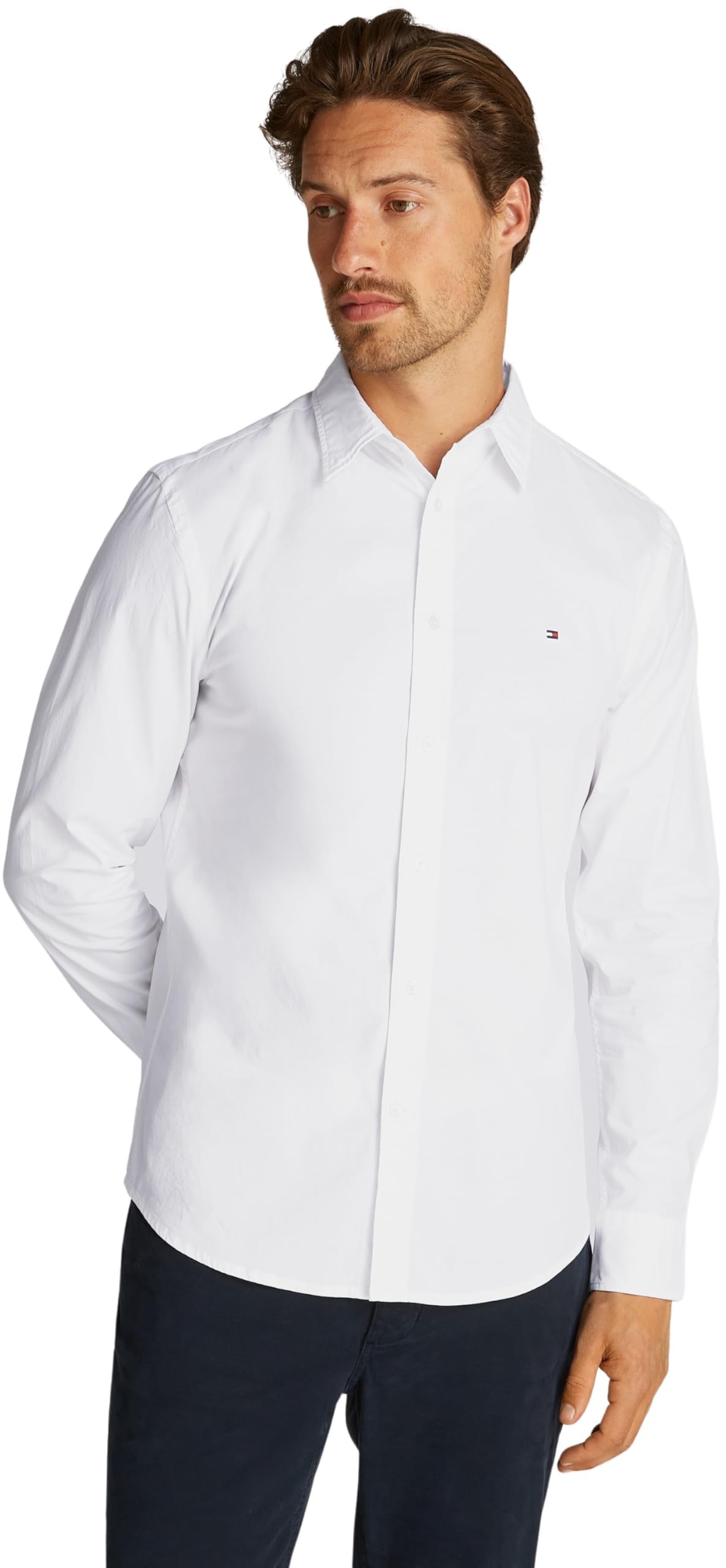 Tommy Hilfiger Herren Hemd Flex Poplin Kent Collar Slim Fit