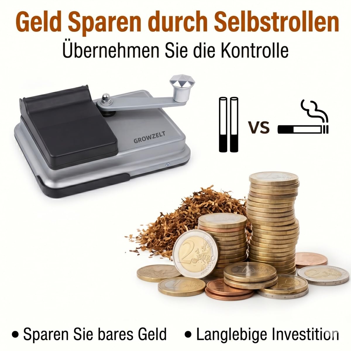 Zigarettenstopfmaschine Manuell 8mm mit Aufbewahrungsbox und 4 Zubehör,Doppelspur Stopfmaschine für Zigaretten (ohne Verstopfungen), ideale Zigarettenstopfmaschine für Zuhause und Unterwegs GROWZELT