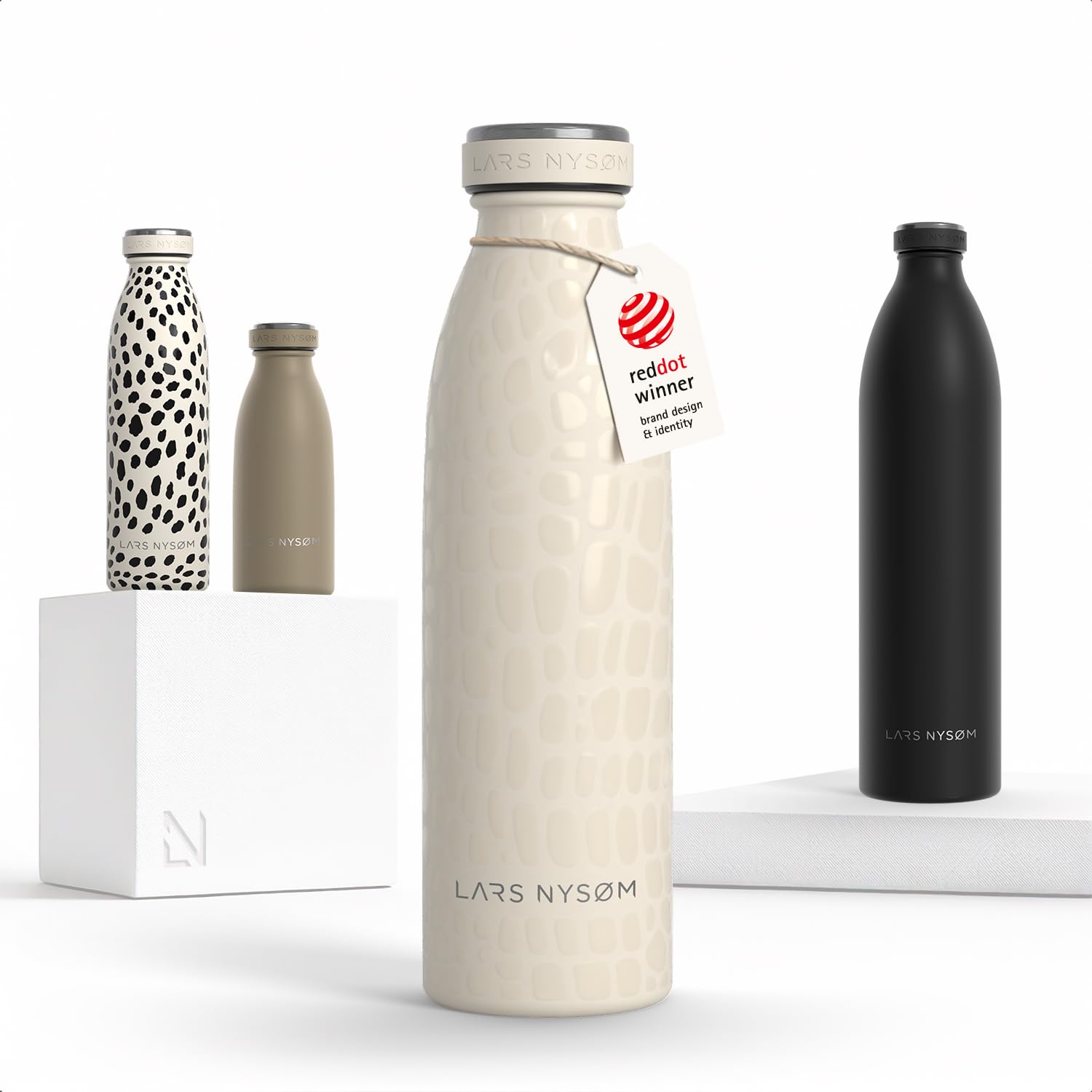 LARS NYSØM Stainless Steel Insulated Water Bottle 350ml, 500ml, 750ml, 1L, 1 5 Liter | Insulated Thermo Flask for Hot and Cold Beverages | Leakproof Drinking Bottle (Beige, 500ml) — image 1