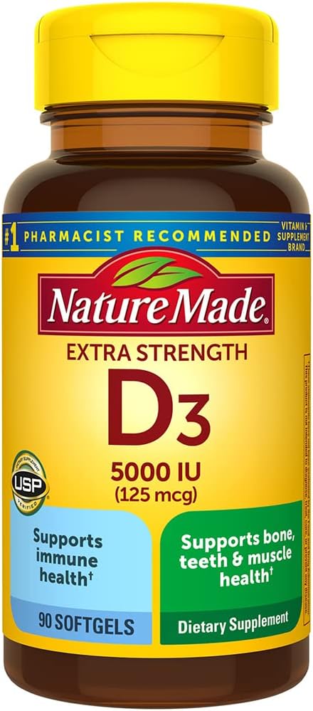 Nature Made Vitamin D3 5000 IU Liquid Softgels 90 ea (Pack of 2)