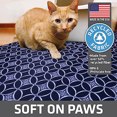 Image of Drymate Cat Litter Box Mat, Litter Trapping Mat, Waterproof, Urine-Proof, Absorbent, Machine Washable, Soft on Paws, Contains Mess, Protects Floors, Kitten Supplies, Indigo, 29x36 XL
