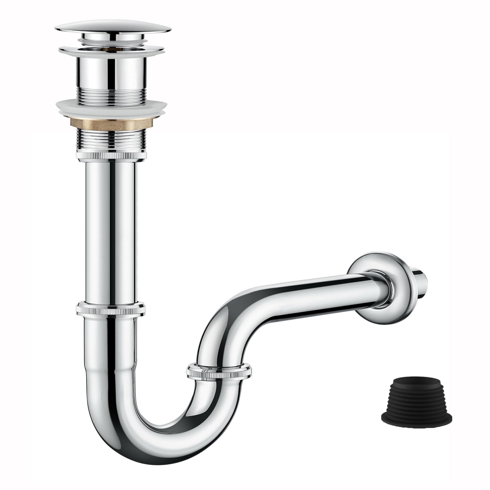 Bonde d'écoulement pop-up argentée pour stopper les fuites de lavabo
