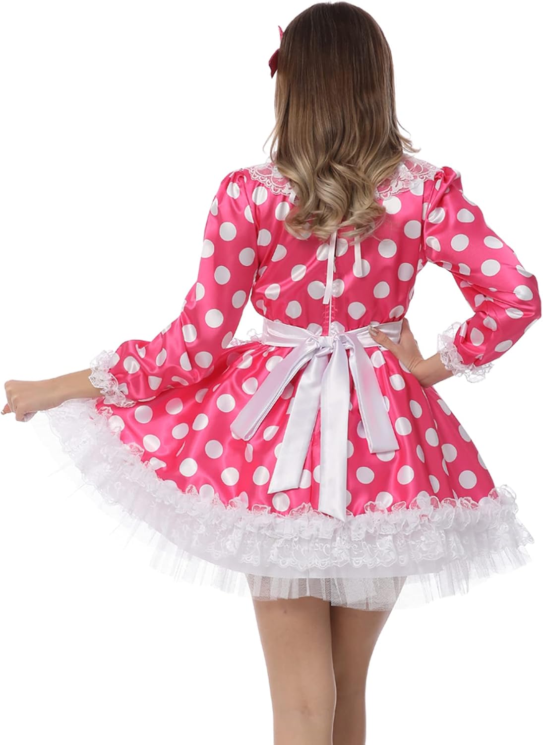 Buy JOLINE Sissy Women Maid Costume French Apron Vintage Dots Satin ...