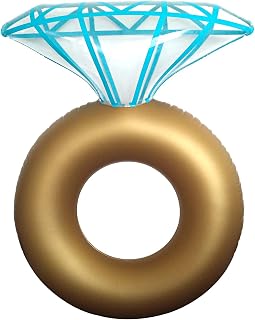 EDOBLUE Inflatable Diamond Ring Pool Float - Engagement Ring Bachelorette Party Float Stagette Decorations Swimming Tube Floaty Outdoor Water Lounge for Bachelorette Party Decorations