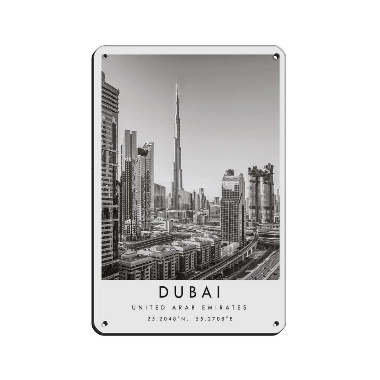 Dubai Travel Retro Poster Metal Tin Sign Chic Art Retro Iron Painting Bar People Cave Cafe Family Garage Poster Wall Decoration 8x12inch(20x30cm)