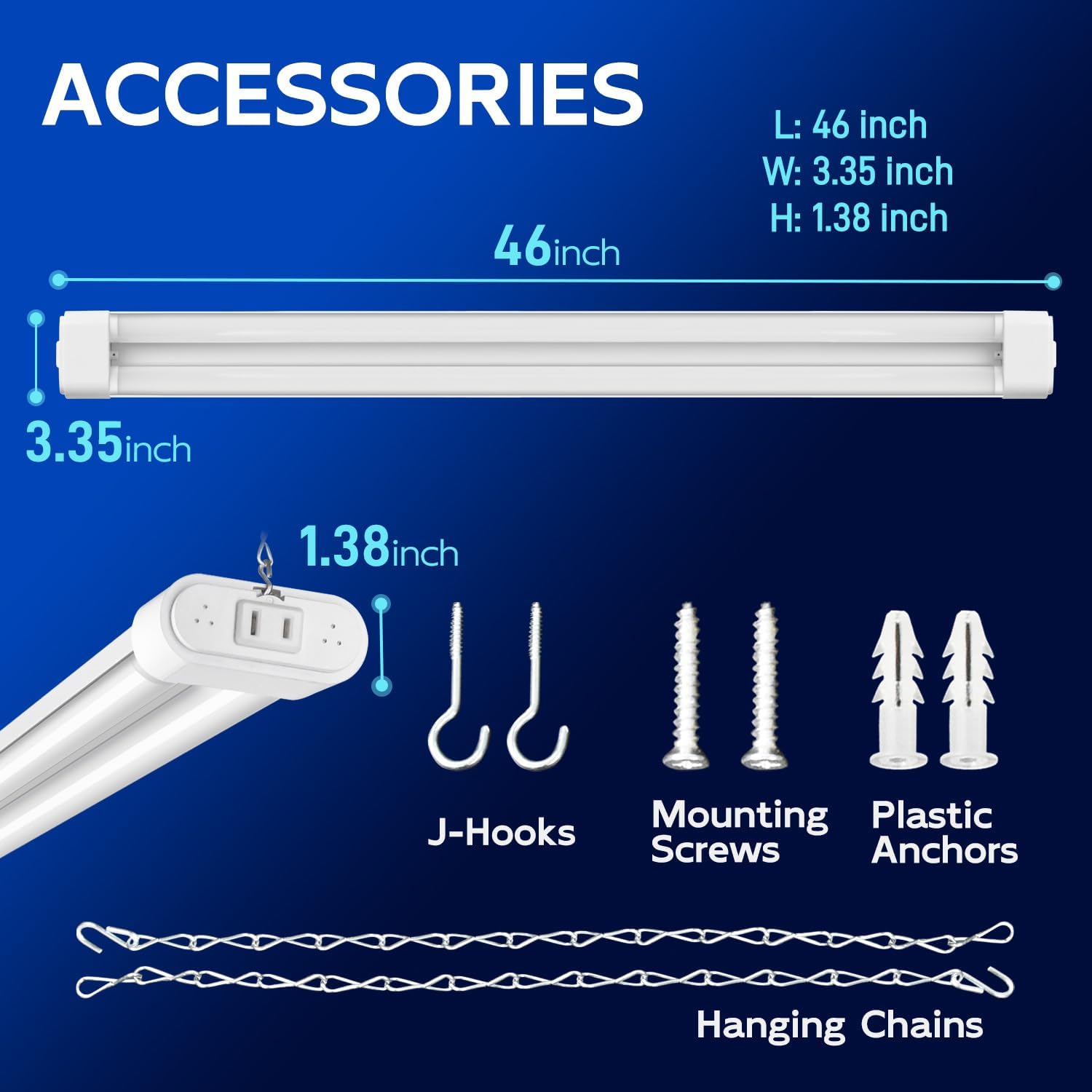 hykolity Linkable LED Shop Light 4FT, 4 Pack Daisy Chain Shop Lights for Garage, 44W 4600LM 5000K Daylight, Plug-in Hanging/Surface Mount Utility Bay Light, Commercial Energy Efficient Lighting-White