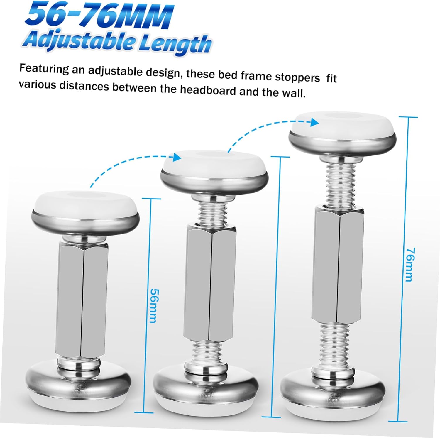 4 Pcs Adjustable Headboard Stoppers for Wall Bed Frame Stopper and Bumper Prevent Sliding Sturdy Wall Protector for Bed Compatible