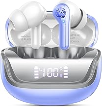 Bluetooth 5.4 Headphones, HiFi Stereo Bluetooth Earphones with 4 HD ENC Noise Cancelling Microphone, Wireless Headphones in Ear 45 Hours Playback, IP7 Waterproof Wireless Headphones, Purple