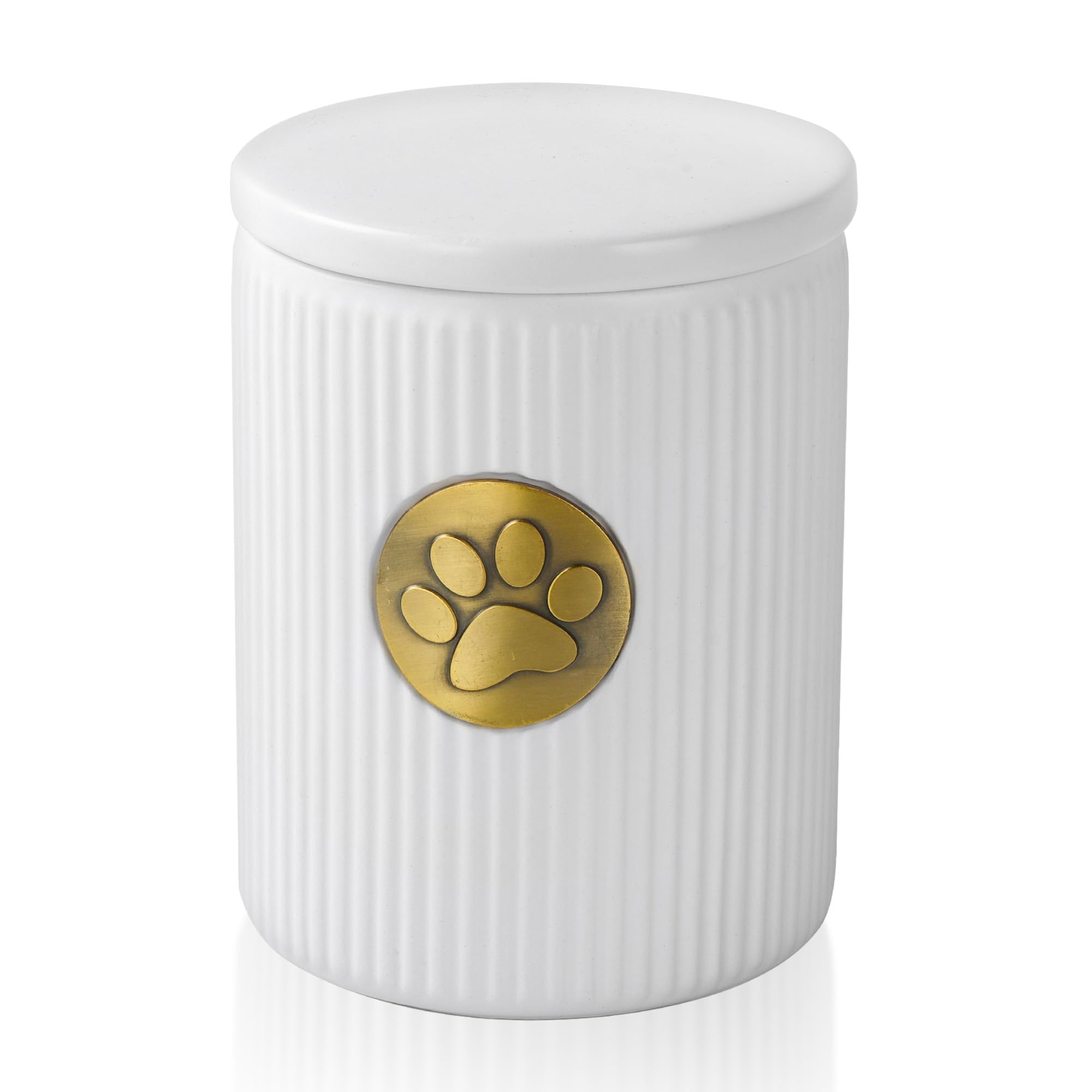 Urna per cani, urna per animali domestici per cenere, 15 kg, urna per cani, urna commemorativa per cani con piastra in metallo per impronte delle zampe, cremazione di gatti, bianco