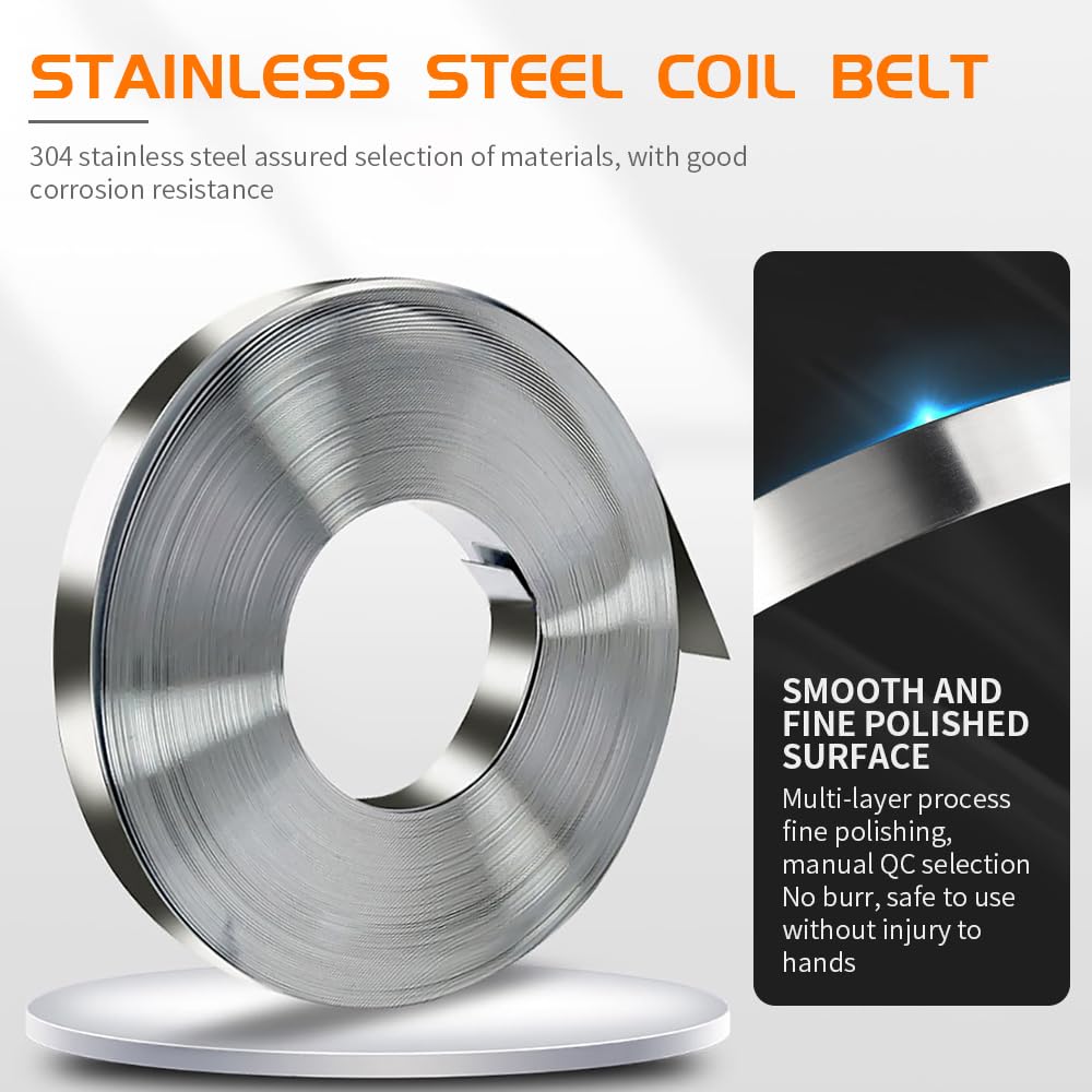 BAUSATZ Packaging Strapping Kit, Stainless Steel Banding Coil (3/4" x 100ft x 0.03") & Ear-Lokt Buckles (100pcs), Red - Image 2
